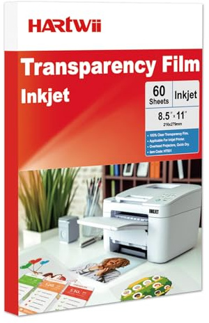 Inkjet Transparency Film 60 Sheets 100% Clear Overhead Projector Film for Inkjet Printers 8.5x11 Inches Thick Acetate Sheets Clear Transparent Paper for Overhead & Screen Printing