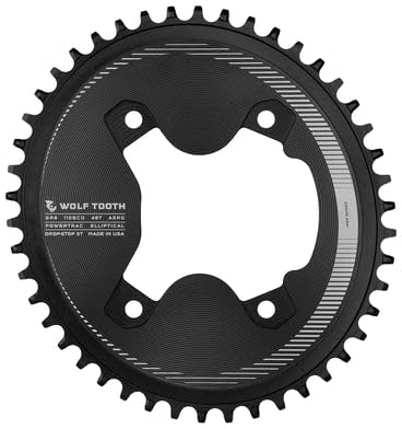 Wolf Tooth PowerTrac Elliptical Shimano GRX Aero-Kettenblatt, 110 BCD Asymmetric, 4-Loch, 46, 110GR4-V-S-00F-46A
