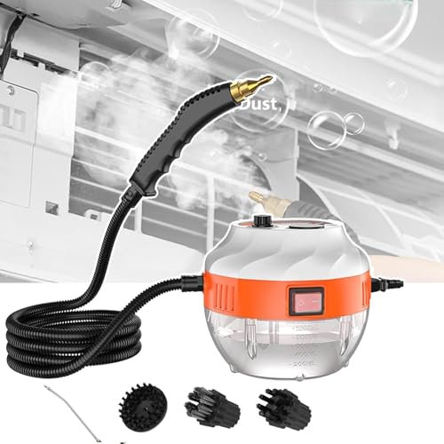 WhAeoy Limpiador A Vapor De Alta Presión 3800W, Limpiador A Vapor Multifuncional,Tanque De Agua De 1500 Ml (Usado Continuamente),Ajuste De 6 Niveles,Quema Antiseco,con Cabezales De Cepillo,White