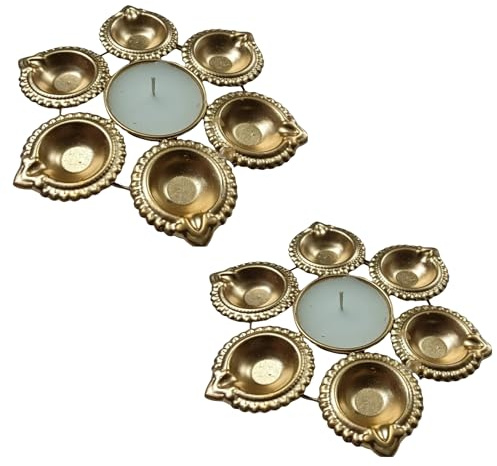 KIYAY Lot de 2 photophores en métal doré fabriqués à la main pour bougies chauffe-plat ou fleurs flottantes en forme d'urli