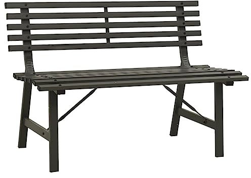 HETFTJN Esszimmerbank Bierbank Sitzbank Esszimmer Garderobenbank - Gartenbank 110 cm Stahl Schwarz für Garten Draussen Balkon Terrassen