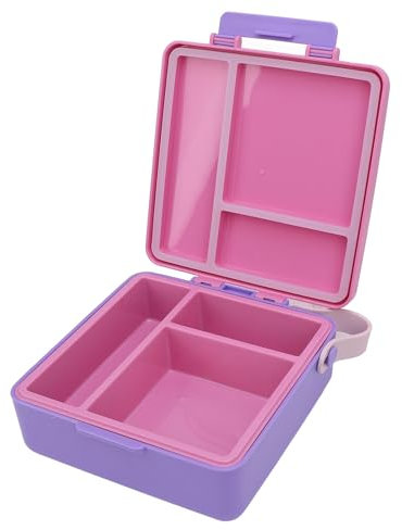 Luocute Ensalada Portátil con Tapa y Asa para Aperitivos, Frutas, Ensaladeras con 3 Compartimentos, para Aderezos y Aperitivos, Ensaladera, Apto para Microondas (rosado y morado)
