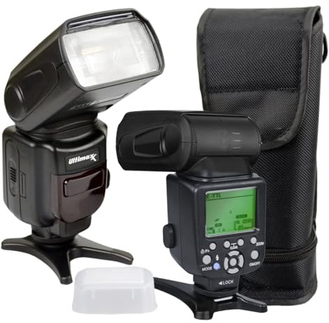 Ultimaxx TTL Flash with LCD for Nikon D7500, D500, D600, D610, D700, D750, D780, D800, D810, D850, D3100, D3200, D3300, D3400, D5100, D5200, D5500, D5600 Z30 Z5 Z6 Z6II Z6III Z7 Z7II Z8 Z9 & More