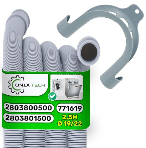 Tubo Desague Lavadora y Lavavajillas con Soporte 2,5 m Ø 19/22 mm con Código Original 2803800500 para Beko 481953028962 para Whirlpool - Garantía de 5 Años - ONIX TECH