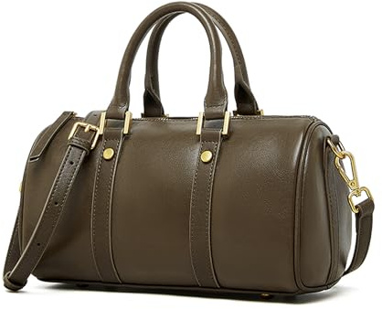MoreFarther Handtasche Damen Klein Echtes Leder, Henkeltasche Schultertasche Damen mit Verstellbarer Gurt zum Umhängetaschen Crossbody Bag, Handbags for Women mit Reißverschluss (Grün)