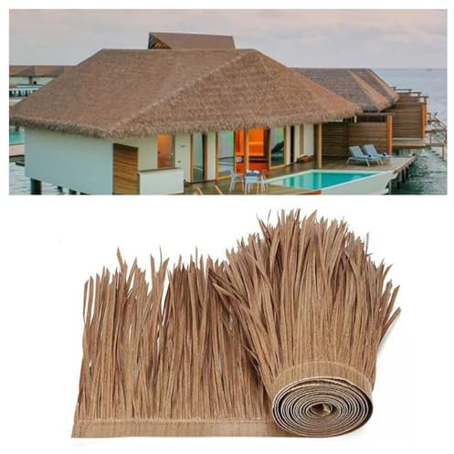 Rotolo di scandole di Paglia, Pannelli di Palma per tetti, tegole di Paglia Artificiale per Giardino, Bar a Bordo Piscina, ombrellone da Spiaggia Hawaiano, Nessuna Manutenzione (0,5x2 m)