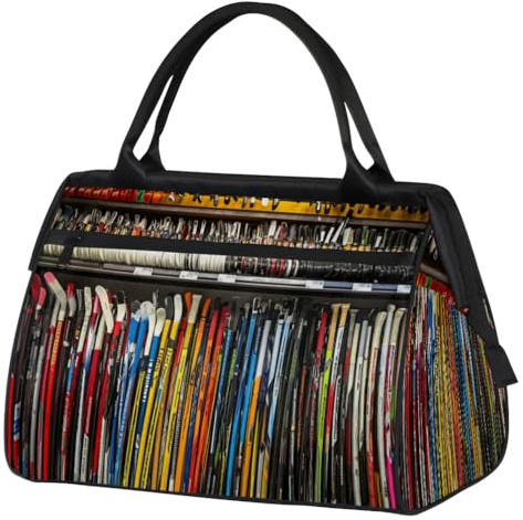 Reisetasche mit Hockeyschläger-Muster, für Damen, Herren, Kinder, Jungen, Mädchen, Wochenende, Übernachtung, 24 l, für Sport, Fitnessstudio, Yoga, farbe, Big, Taschen-Organizer