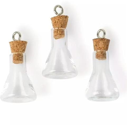 Lote de 3 Colgantes de frascos Transparentes para boticario, pequeños y predeterminados