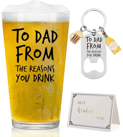 Joymaking Beer Glass Gift for Stepdad - to Dad from The Reasons You Drink, Funny Father's Day Gifts, Fathers Day Drinking Glass 460ml