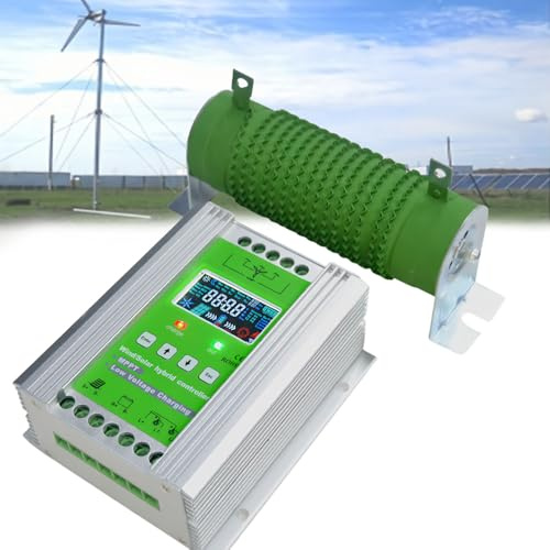 Glowdora Regulador De Carga Híbrido Eólico Solar De 12 V/24 V/48 V, Controlador De Refuerzo Híbrido Eólico Solar Mppt, Controlador De Carga Híbrido, Apto para Aerogeneradores.,48V-300W