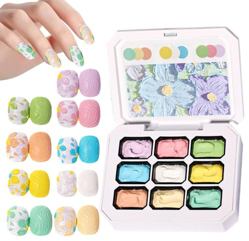 Pintura en Gel | Gel de Uñas Vibrante - Paleta De Pegamento Artístico De 9 Colores Para Escultura Dibujo Modelado Decoración Manicura Salón Hogar Mujeres