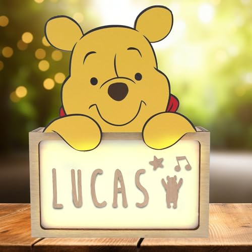 WONDEE Offizielle Disney Winnie Puuh Lampe Personalisierte - Nachtlicht Baby und Kinder Winnie Puuh, Geschenke zur Geburt, Taufgeschenke für Madchen Personalisierte Geschenke Baby, Disney Geschenk