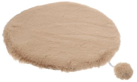 LOLIPPYY Winterwarme Katzen Schlafmatte Rund 40cm Plüsch Haustierbett aus Weichem Kunstfell Haustier Bodenmatte für Innenbereich und Reisen Kuscheliges Kätzchenkissen in Grau