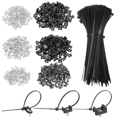 sourcing map 360 piezas de 1.9 cm 1.5 cm 2.3 cm tipo sillín base de montaje con bridas de cable de 15.2 cm y tornillos de rosca M3 M4 M5, juego de abrazaderas de soporte organizador de alambre, color