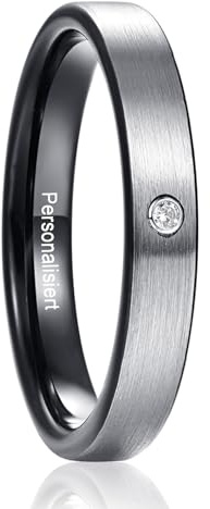 Vakki 4mm/6mm Partnerringe aus Wolfram, Herren Damen Schwarz-Grau Zweifarbig Ring für Hochzeit und Alltag, Bequeme Passform, Kuppelform, Größe 52(16.6)-72(22.9)
