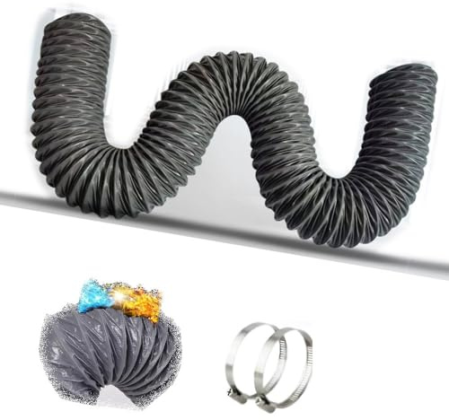 IMUNKT 8m Warmluftschlauch Ø 50-600mm, Flexibler Nylon Lüftungsschlauch, Flammhemmend Spiralschlauch, Abluftschlauch Für Bautrocknung, Klimaanlage, Lüftung, Grau(L-5m(16.4ft),450mm(17 3/4))