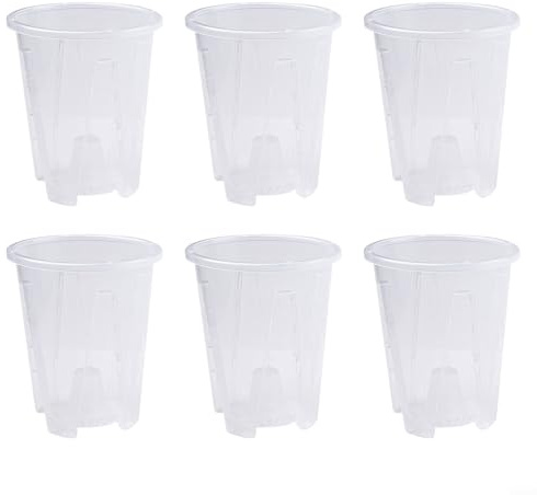 babominimer Macetas de plástico transparente para orquídeas con orificios de drenaje, macetas transparentes para suculentas y plantas, diseño grueso para jardín, balcón, uso en la oficina (14 cm/6