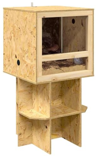 vidaXL Terrarium Braun 50 x 50 x 100 cm OSB, Rustikale, robuste Reptilienunterkunft, quadratische Terrarienanzeige, Glashaus für Haustiere