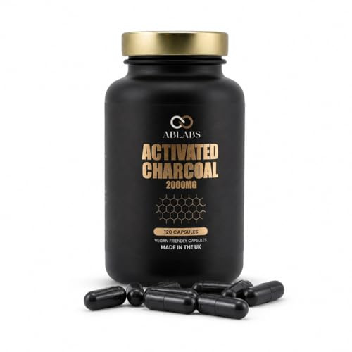 ABLABS Activated Charcoal 2000mg Capsules • High-Strength • Vegan Friendly • Made in UK • 120 Capsules