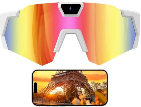 Holdes Occhiali da sole per fotocamera da uomo, dispositivo di registrazione 4K, per attività all'aperto, per riprese video, per corridori, sciatori, snowboarder, escursionisti, motociclisti, viaggi
