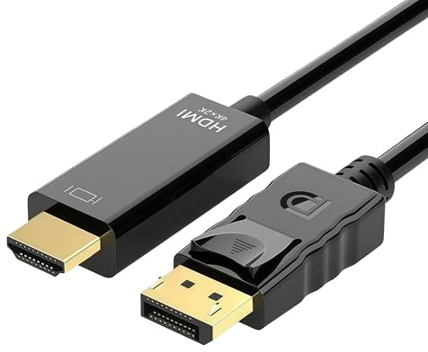 1.8m Displayport to HDMI Cable, 4K*2K Dp to HDMI Cable Uni Directional, Pvc Shell Is Sturdy and Durable, Plug and Play for Multi-monitor Setup with Pc, Laptop, Desktop, Gpu to Monitor, TV, Projector