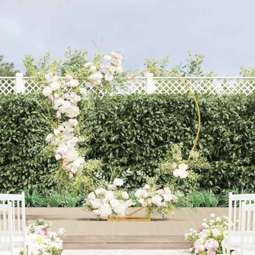 Mokuyary Arche de Mariage Doré 195 x 35 x 211 cm Acier, Arche de Mariage Grille à Rosiers, Support tuteur pour Plantes Grimpantes Décoration de Jardin