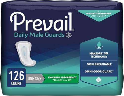 Prevail Proven - Male Incontinence Guards - Bladder Leak Guards - Maximum Absorbency - 126 Count (9 packs of 14)