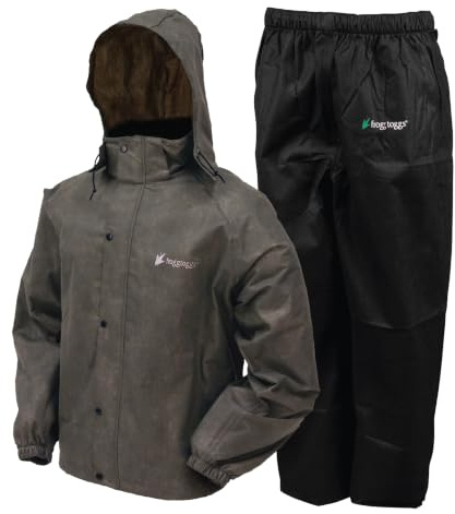 FROGG TOGGS Men's Standard Classic All-Sport 3-Layer Waterproof Breathable Rain Suit, Stone/Black, Medium