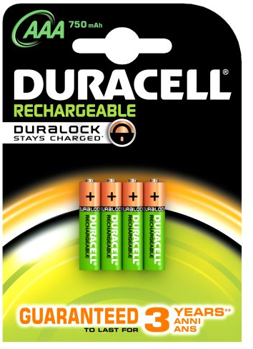 Duracell Stay Charged Rechargeable AAA (LR03) Batteries 750 mAh