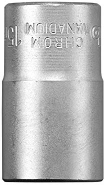 kwb 15 mm Kraft-Steckschlüssel-Einsatz aus CV-Stahl (Antrieb: 1/2 Zoll Innenvierkant, Wellenprofil, Ecken gerundet, Schonung der Kanten, matt verchromt)