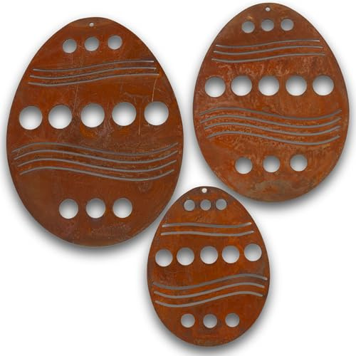 Rostikal Hängedeko 3er Set Ostereier 8-12 cm Osterdeko zum aufhängen Fensterdeko Ostern