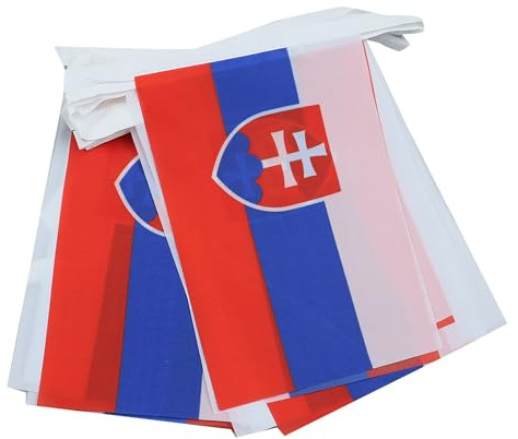 AZ FLAG - Slovakiens flaggkrans - 6 meter med 20 slovakiska vimplar på 21 x 14 cm - små flaggor 100% polyester - 60 g