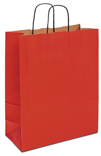 Papiertasche edel & stabil | 150 Stück rot 24+11x31 cm | Qualität aus deutscher Produktion | Tragetasche aus Papier | HUTNER