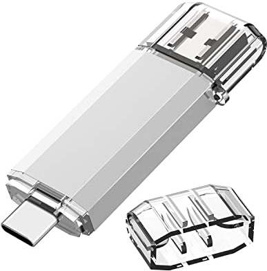 RAOYI USB C Memory Stick 32GB USB Stick 3.0 USB C Flash Drive High Speed USB C Drive Type C Dual OTG Pen Drive for TV, Car, Smartphones, PC, Laptop, Chromebook, MacBook Pro (Sliver)