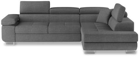 INTENSE DECO Canapé d'angle Droit Convertible Marius Tissu Gris