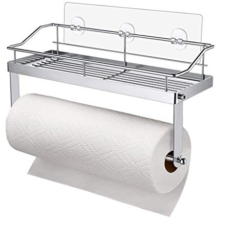 Küchenrollenhalter Ohne Bohren mit Regal Küchenrollenspender Wand Küchenpapierhalter Papierrollenhalter Küchen Badezimmer Aufbewahrung Rollenhalter Papierrollenhalter