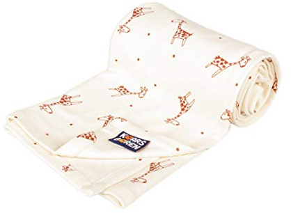 Kaarsgaren Baby und Kinder Bio-Baumwoll-Decke für den Sommer, Kuscheldecke für Jungen und Mädchen, Kinderwagendecke, Babydecke, Erstlingsdecke, Sommerdecke (Natur Giraffe, 70 x 100 cm)
