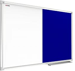 ALLboards Kombitafel 2 in 1 Magnettafel & Blau Filz-Pinnwand mit Aluminiumrahmen 120x90cm, Textiltafel Whiteboard