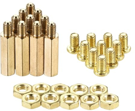 sourcing map 20 Sätze M4 Sechskant Abstandshalter Messing 19mm+6mm | männlich-weiblich Gewinde Säulen Schraubenmutter Kit, für Leiterplatte