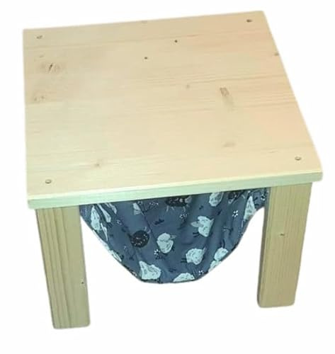 lazzyys-kuschelshop Meerschweinchen-Hängematte mit Holzgestell – montiert geliefert – Handgemacht – Kuschelhängematte für Kleintiere – Schafe auf grau