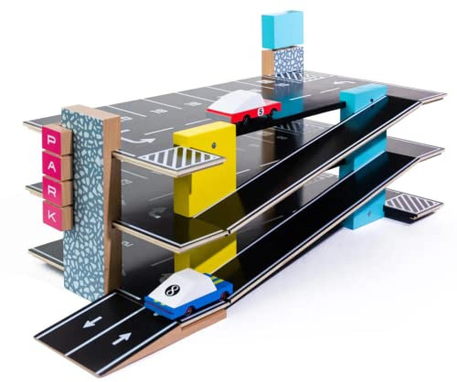 CANDYCAR® Wooden Diecast Collection - Parking Garage, Premium Handcrafted Beech Wood Toy