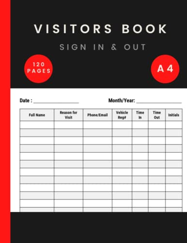 A4 Visitors Book Sign In and Out: Track and Trace Visitor Log Book for All Visitor's Activity in the Business Workplace | Health & Safety Compliance, 8.5 x 11 inches (A4 Size),120 Pages.