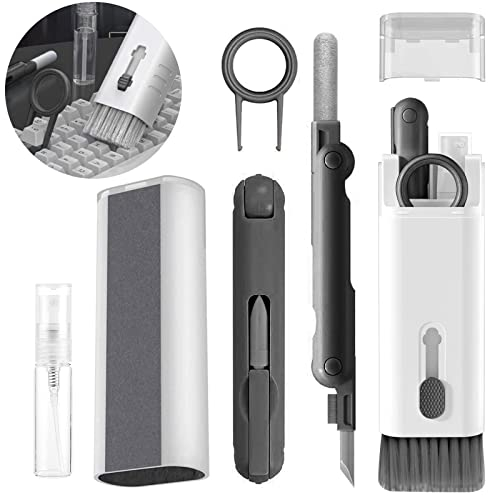 Kit de Nettoyage 7 en 1,Kit de Nettoyage de Clavier,Kit de Nettoyage électronique 7 en 1 avec extracteur de Capuchon de Touche,Multifonction Brosse de Clavier d'outils Nettoyage,Noir