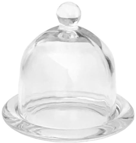 MUCKLILY Cake Stand with Dome 3.74 Inch Clear Glass Round Dessert Tray for Wedding Party Cupcakes Fruits Display and Table Decoration