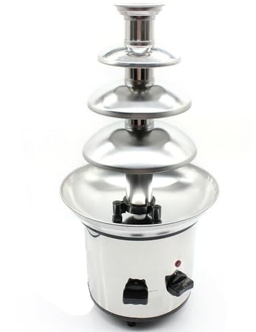 Fuente de chocolate con función de fusión de acero inoxidable, 4 pisos, deliciosa para celebraciones familiares y ocasiones especiales.
