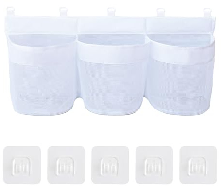 Juguetes de baño, gran capacidad, 3 bolsillos, juguetes de baño, bolsa de almacenamiento, juguetes de baño, organizador colgante, bolsa de malla, almacenamiento y clasificación de juguetes, ideales