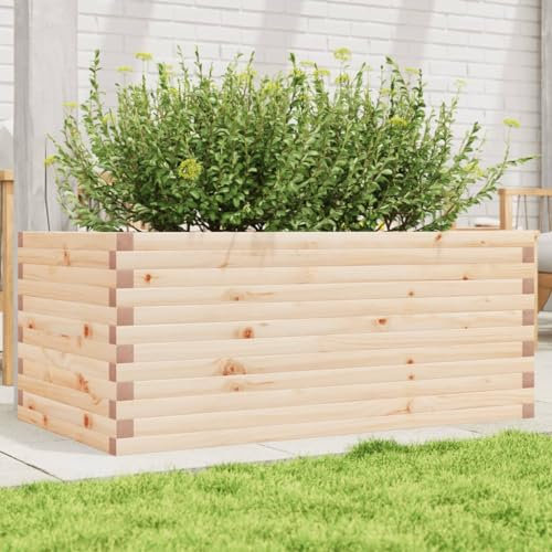 Homgoday Fioriera da Giardino 110x60x45,5 cm in Legno Massello di Pino,Fioriera da Esterno, Fioriera Grigliato per Giardino