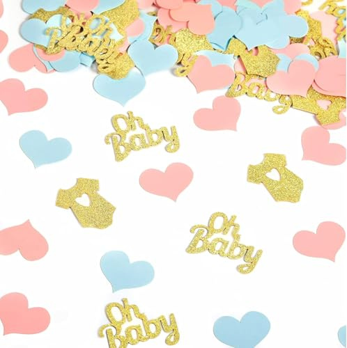 UCLEVER 100 Stück Konfetti Babyparty Deko, Confetti Gender Reveal Party Deko, Streudeko Babyparty Deko, Baby Shower Deko, Babyshowerparty Deko