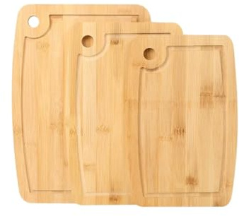 Click Bargain Cutting Board for Kitchen, Bamboo Chopping Board Set,Wooden Chopping Board Perfect for Vegetables, Cheese, Bread, and Meat Carving & Easy to Clean Set of 3