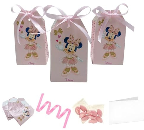 Ingrosso e Risparmio Bomboniere Nascita Bimba Set 10 Scatoline Busta Portaconfetti Rosa Topolina Bigliettini Personalizzabili Bustine Confetti Rosa Cioccolato Portaconfetti Femminuccia Battesimo